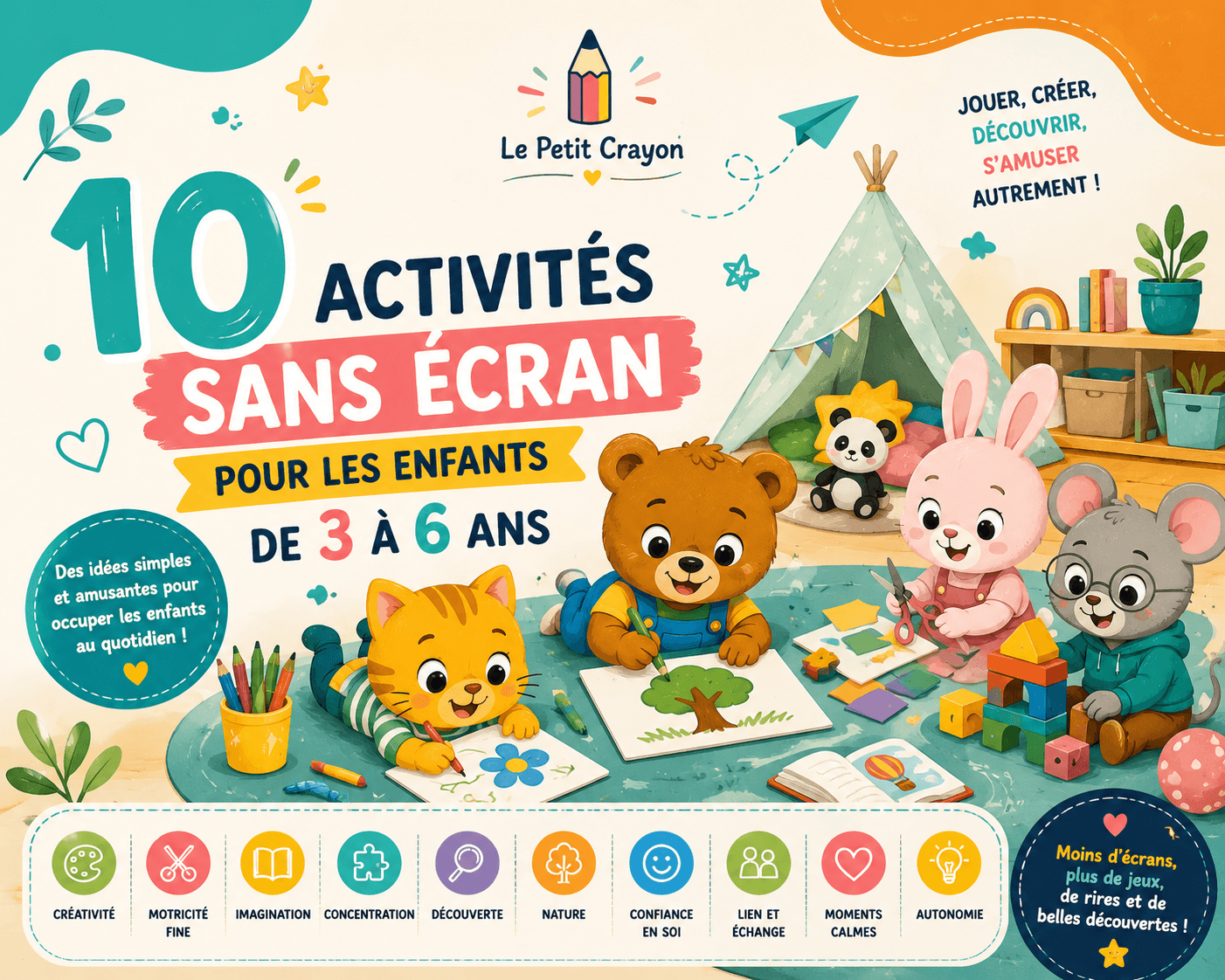 Couverture de 10 activités sans écran pour les enfants de 3 à 6 ans