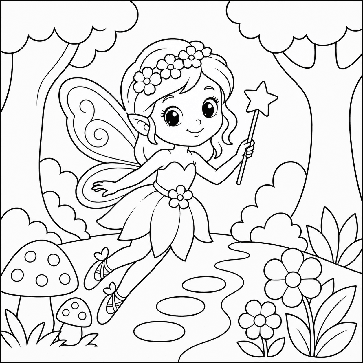 Dessin 1 de La Fée de la Forêt Enchantée
